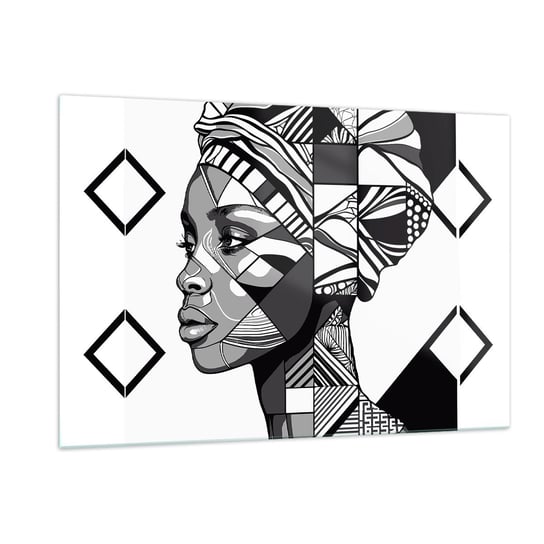 Obraz na szkle - Portret etniczny - 120x80cm - Portret Afroamerykanka Turban - Nowoczesny szklany obraz na ścianę do salonu do sypialni ARTTOR ARTTOR