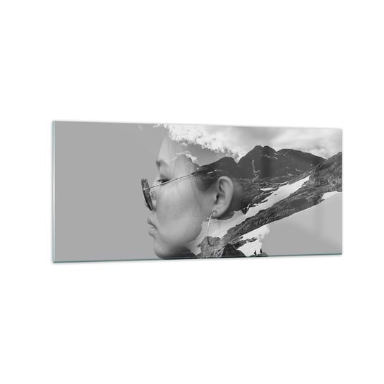 Obraz na szkle - Portret górny i chmurny - 120x50cm - Abstrakcja Głowa Kobiety Fantasy - Nowoczesny szklany obraz na ścianę do salonu do sypialni ARTTOR ARTTOR