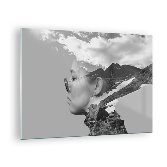 Obraz na szkle - Portret górny i chmurny - 70x50cm - Abstrakcja Głowa Kobiety Fantasy - Nowoczesny szklany obraz do salonu do sypialni ARTTOR ARTTOR