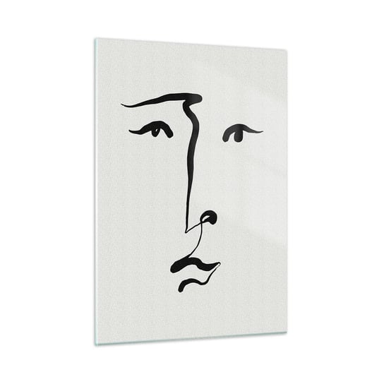 Obraz na szkle - Portret jedną kreską - 50x70cm - Kontur Twarz Minimalizm - Nowoczesny szklany obraz do salonu do sypialni ARTTOR ARTTOR