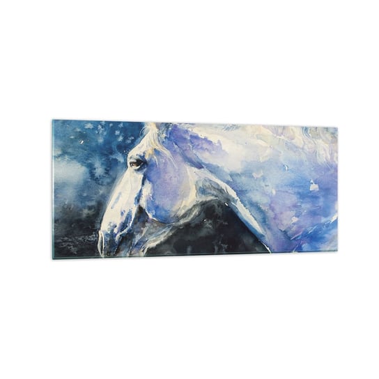 Obraz na szkle - Portret w błękitnej poświacie - 120x50cm - Koń Malarstwo Zwierzęta - Nowoczesny szklany obraz na ścianę do salonu do sypialni ARTTOR ARTTOR