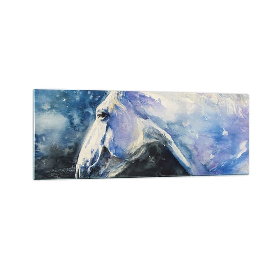 Obraz na szkle - Portret w błękitnej poświacie - 140x50cm - Koń Malarstwo Zwierzęta - Nowoczesny szklany obraz do salonu do sypialni ARTTOR ARTTOR