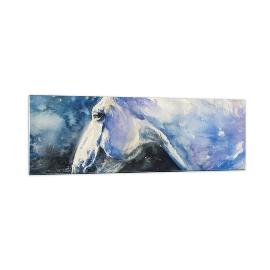 Obraz na szkle - Portret w błękitnej poświacie - 160x50cm - Koń Malarstwo Zwierzęta - Nowoczesny foto szklany obraz do salonu do sypialni ARTTOR ARTTOR