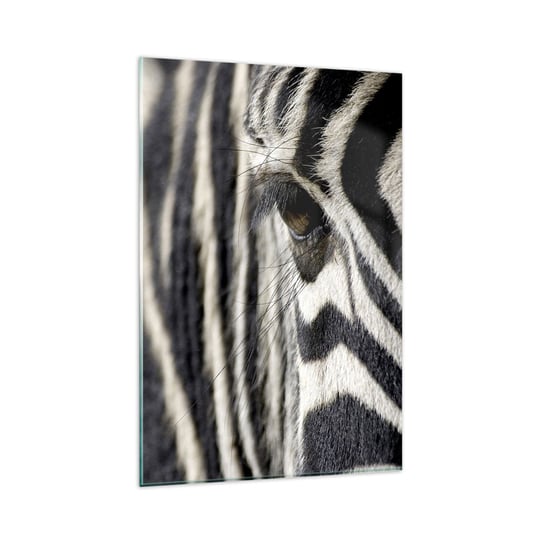 Obraz na szkle - Portret w paski - 80x120cm - Zwierzęta Zebra Afryka - Nowoczesny szklany obraz na ścianę do salonu do sypialni ARTTOR ARTTOR