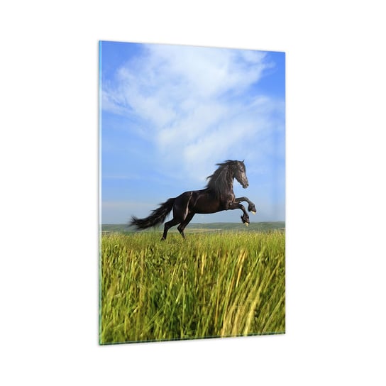Obraz na szkle - Porywający manifest wolności - 80x120cm - Zwierzęta Koń Krajobraz - Nowoczesny szklany obraz na ścianę do salonu do sypialni ARTTOR ARTTOR