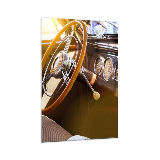 Obraz na szkle - Powiew luksusu z przeszłości - 70x100cm - Samochód Vintage Motoryzacja Deska Rozdzielcza - Nowoczesny foto szklany obraz do salonu do sypialni ARTTOR ARTTOR