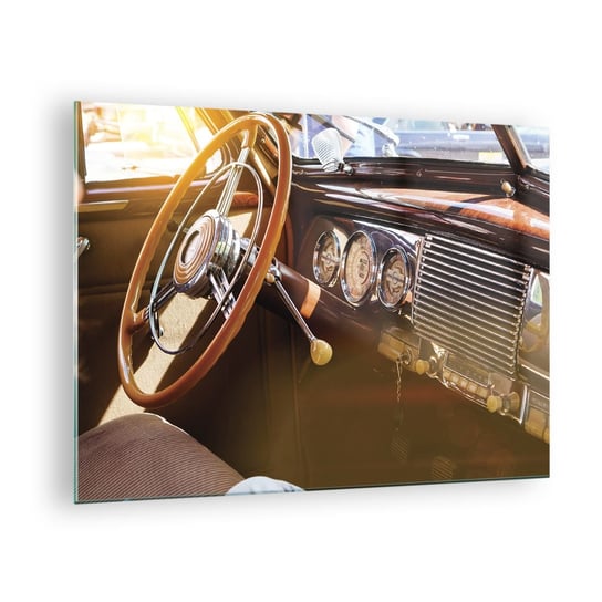 Obraz na szkle - Powiew luksusu z przeszłości - 70x50cm - Samochód Vintage Motoryzacja Deska Rozdzielcza - Nowoczesny szklany obraz do salonu do sypialni ARTTOR ARTTOR