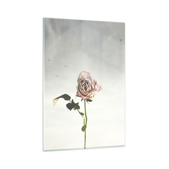 Obraz na szkle - Powitanie wiosny - 80x120cm - Róża Kwiat Sztuka - Nowoczesny szklany obraz na ścianę do salonu do sypialni ARTTOR ARTTOR
