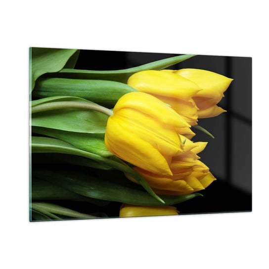 Obraz na szkle - Powstały z czystego słońca - 120x80cm - Kwiaty Tulipany Bukiet Kwiatów - Nowoczesny szklany obraz na ścianę do salonu do sypialni ARTTOR ARTTOR