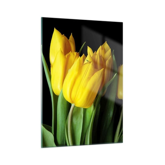 Obraz na szkle - Powstały z czystego słońca - 50x70cm - Kwiaty Tulipany Bukiet Kwiatów - Nowoczesny szklany obraz do salonu do sypialni ARTTOR ARTTOR