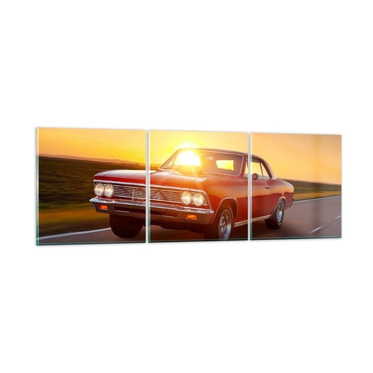 Obraz na szkle - Pożądanie ma kolor czerwony - 150x50 cm - Obraz nowoczesny - Samochód, Podróż, Vintage, Prędkość, Motoryzacja - GCA150x50-3702 ARTTOR
