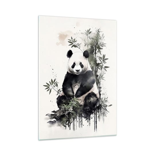Obraz na szkle - Pozdrowienia z Chin - 50x70cm - Panda Bambus Azja - Nowoczesny szklany obraz do salonu do sypialni ARTTOR ARTTOR