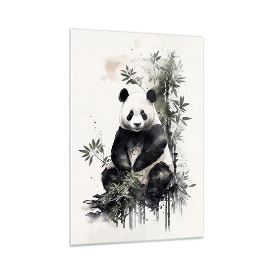 Obraz na szkle - Pozdrowienia z Chin - 70x100cm - Panda Bambus Azja - Nowoczesny foto szklany obraz do salonu do sypialni ARTTOR ARTTOR