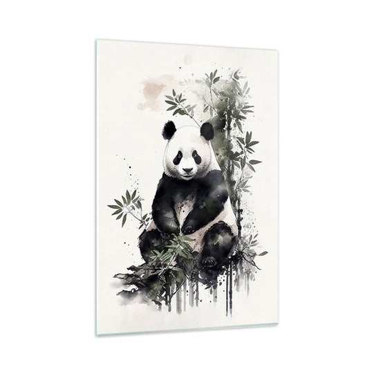 Obraz na szkle - Pozdrowienia z Chin - 80x120cm - Panda Bambus Azja - Nowoczesny szklany obraz na ścianę do salonu do sypialni ARTTOR ARTTOR