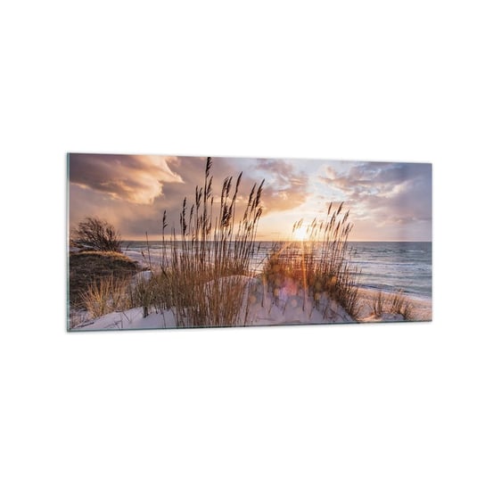 Obraz na szkle - Pożegnanie słońca i wiatru - 120x50cm - Krajobraz Morze Plaża - Nowoczesny szklany obraz na ścianę do salonu do sypialni ARTTOR ARTTOR