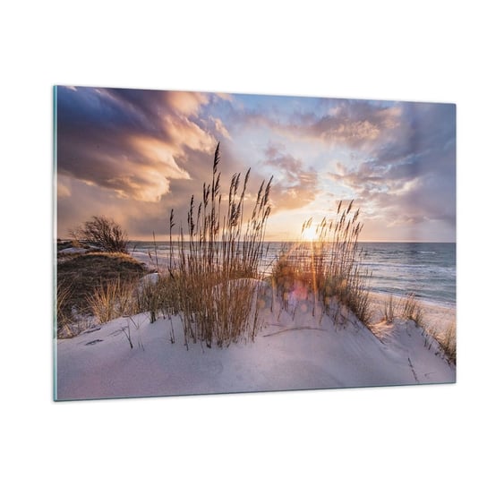 Obraz na szkle - Pożegnanie słońca i wiatru - 120x80cm - Krajobraz Morze Plaża - Nowoczesny szklany obraz na ścianę do salonu do sypialni ARTTOR ARTTOR