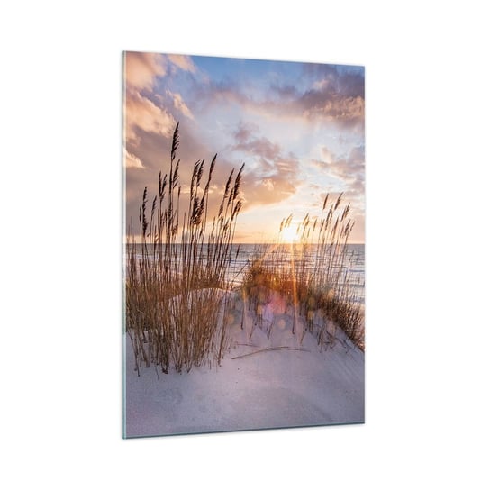 Obraz na szkle - Pożegnanie słońca i wiatru - 50x70cm - Krajobraz Morze Plaża - Nowoczesny szklany obraz do salonu do sypialni ARTTOR ARTTOR