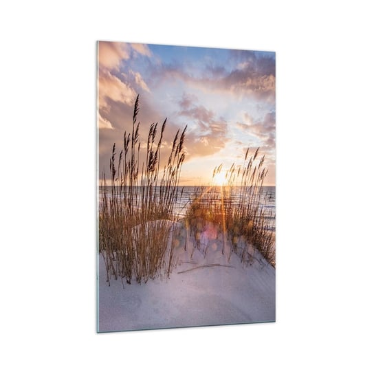 Obraz na szkle - Pożegnanie słońca i wiatru - 70x100cm - Krajobraz Morze Plaża - Nowoczesny foto szklany obraz do salonu do sypialni ARTTOR ARTTOR