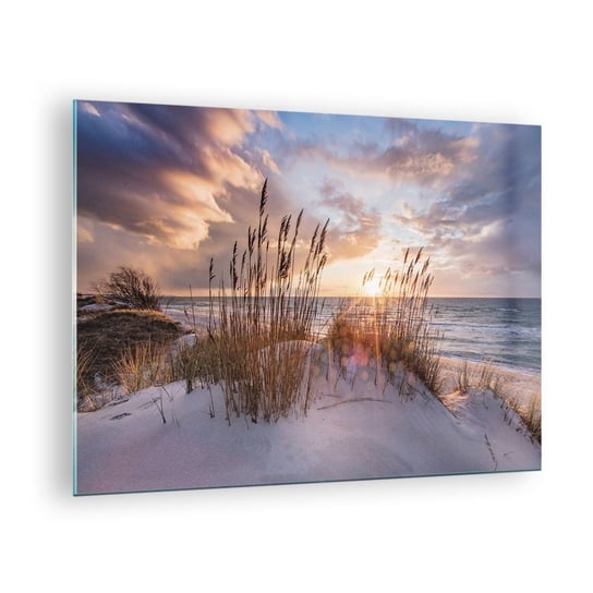 Obraz na szkle - Pożegnanie słońca i wiatru - 70x50cm - Krajobraz Morze Plaża - Nowoczesny szklany obraz do salonu do sypialni ARTTOR ARTTOR