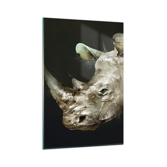 Obraz na szkle - Prawdziwie męska siła - 80x120cm - Abstrakcja Nosorożec Zwierzęta - Nowoczesny szklany obraz na ścianę do salonu do sypialni ARTTOR ARTTOR