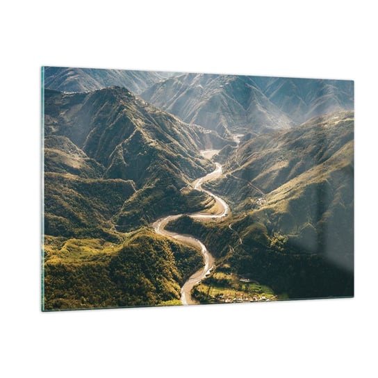 Obraz na szkle - Prosto z serca gór - 120x80cm - Krajobraz Górski Droga Górska Las - Nowoczesny szklany obraz na ścianę do salonu do sypialni ARTTOR ARTTOR