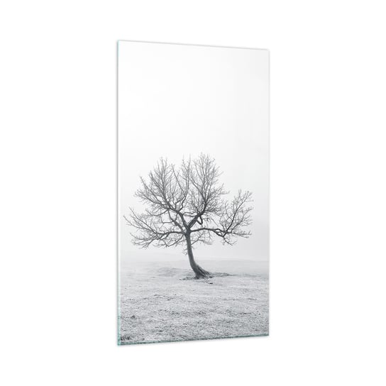 Obraz na szkle - Przeciw nicości - 45x80 cm - Obraz nowoczesny - Krajobraz, Drzewo, Natura, Czarno-Biały, Mgła - GPA45x80-3683 ARTTOR