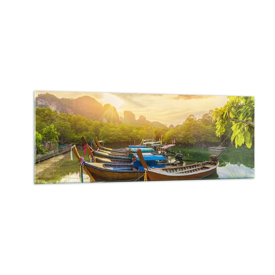 Obraz na szkle - Przed pracowitym dniem - 140x50cm - Krajobraz Tajlandia Morze - Nowoczesny szklany obraz do salonu do sypialni ARTTOR ARTTOR