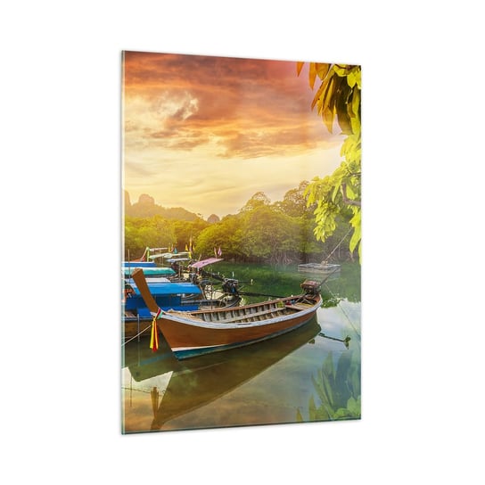 Obraz na szkle - Przed pracowitym dniem - 50x70cm - Krajobraz Tajlandia Morze - Nowoczesny szklany obraz do salonu do sypialni ARTTOR ARTTOR