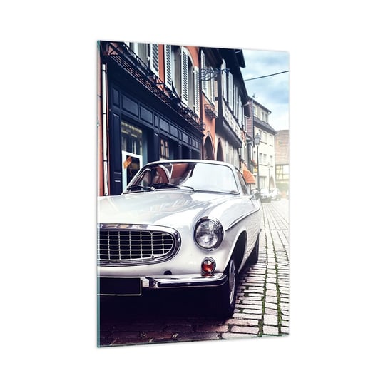 Obraz na szkle - Przeszłość to dziś - 50x70cm - Samochód Vintage Miasto Francja - Nowoczesny szklany obraz do salonu do sypialni ARTTOR ARTTOR
