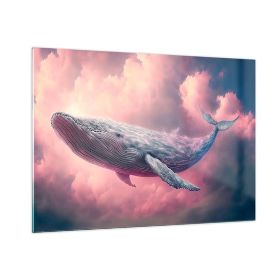 Obraz na szkle - Przetrzyj oczy - 100x70cm - Wieloryb Fantastyczny Pastelowy - Nowoczesny foto szklany obraz do salonu do sypialni ARTTOR ARTTOR