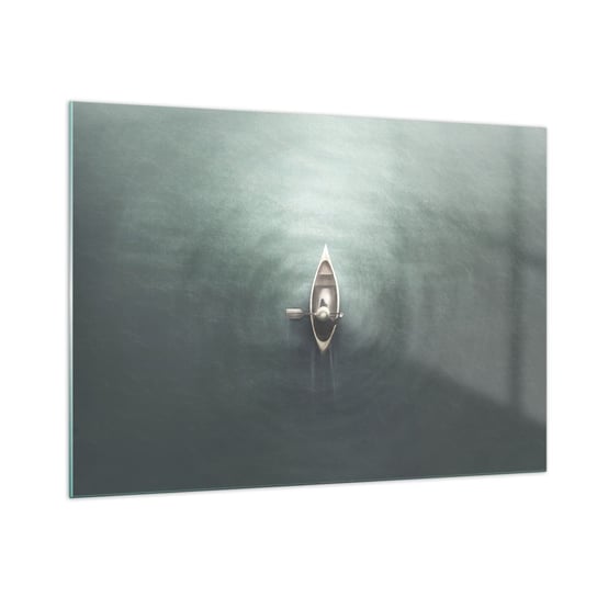 Obraz na szkle - Przez księżycowe jezioro - 100x70cm - Spokój Jezioro Kajak - Nowoczesny foto szklany obraz do salonu do sypialni ARTTOR ARTTOR