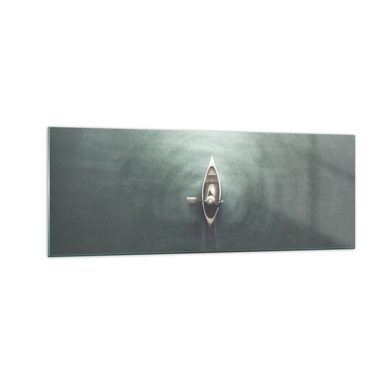 Obraz na szkle - Przez księżycowe jezioro - 140x50cm - Spokój Jezioro Kajak - Nowoczesny szklany obraz do salonu do sypialni ARTTOR ARTTOR