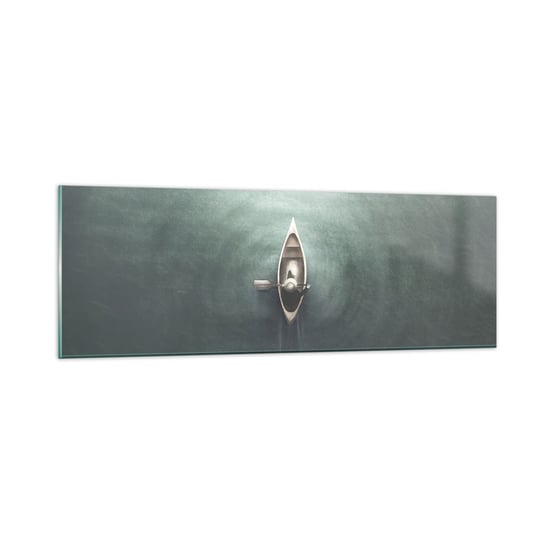 Obraz na szkle - Przez księżycowe jezioro - 90x30cm - Spokój Jezioro Kajak - Nowoczesny szklany obraz do salonu do sypialni ARTTOR ARTTOR