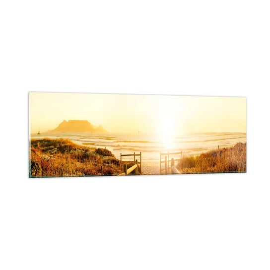 Obraz na szkle - Przez wydmę, w stronę słońca - 90x30cm - Krajobraz Plaża Zachód Słońca - Nowoczesny szklany obraz do salonu do sypialni ARTTOR ARTTOR