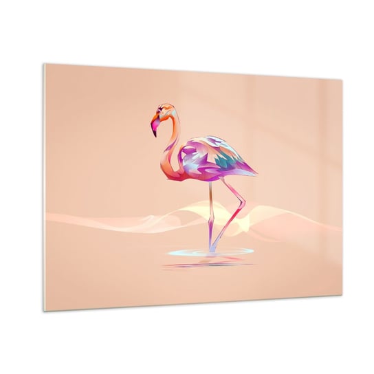Obraz na szkle - Ptak dobrych emocji - 100x70 cm - Obraz nowoczesny - Flaming, Ptak, Abstrakcja, Sztuka, 3D - GAA100x70-3839 ARTTOR