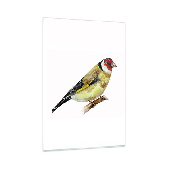 Obraz na szkle - Ptasi portret - 80x120cm - Szczygieł Ptak Sztuka - Nowoczesny szklany obraz na ścianę do salonu do sypialni ARTTOR ARTTOR