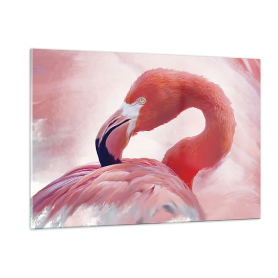Obraz na szkle - Ptasia uroda - 120x80cm - Flaming Ptak Natura - Nowoczesny szklany obraz na ścianę do salonu do sypialni ARTTOR ARTTOR