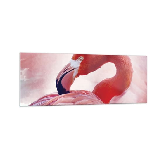 Obraz na szkle - Ptasia uroda - 140x50cm - Flaming Ptak Natura - Nowoczesny szklany obraz do salonu do sypialni ARTTOR ARTTOR