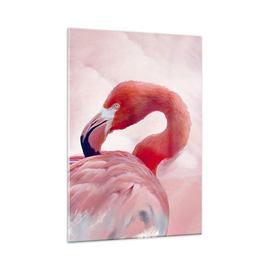 Obraz na szkle - Ptasia uroda - 50x70cm - Flaming Ptak Natura - Nowoczesny szklany obraz do salonu do sypialni ARTTOR ARTTOR