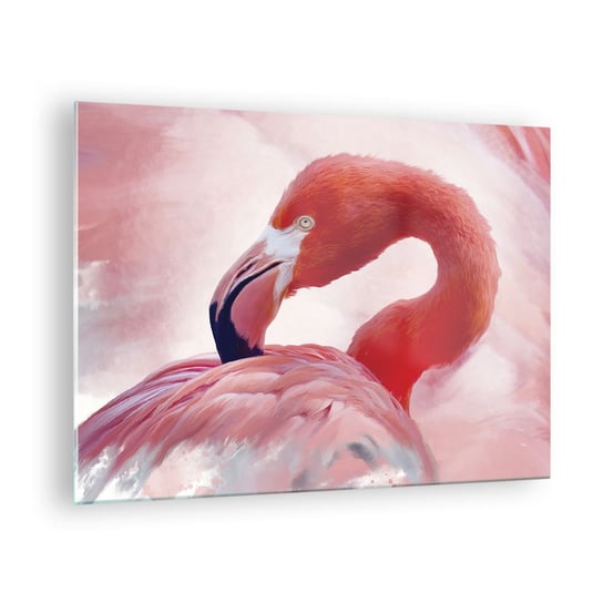 Obraz na szkle - Ptasia uroda - 70x50cm - Flaming Ptak Natura - Nowoczesny szklany obraz do salonu do sypialni ARTTOR ARTTOR