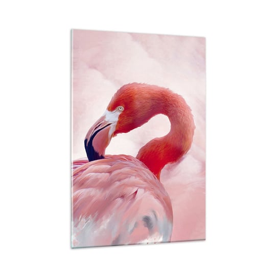 Obraz na szkle - Ptasia uroda - 80x120cm - Flaming Ptak Natura - Nowoczesny szklany obraz na ścianę do salonu do sypialni ARTTOR ARTTOR