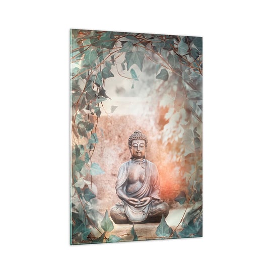 Obraz na szkle - Radosna harmonia - 70x100cm - Budda Rzeźba Indie - Nowoczesny foto szklany obraz do salonu do sypialni ARTTOR ARTTOR