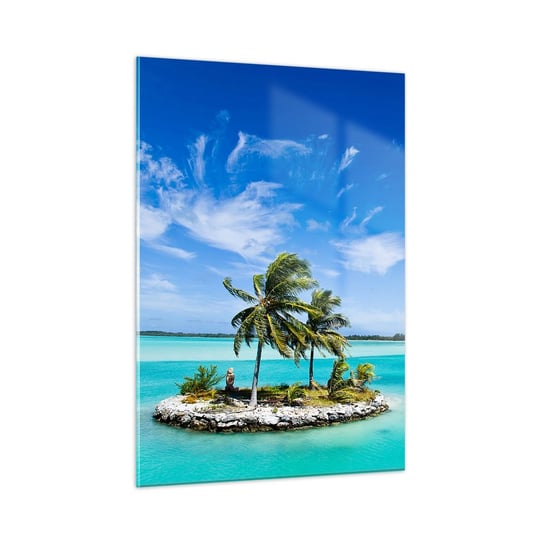 Obraz na szkle - Raj na ziemi - 50x70cm - Krajobraz Wyspa Morze - Nowoczesny szklany obraz do salonu do sypialni ARTTOR ARTTOR