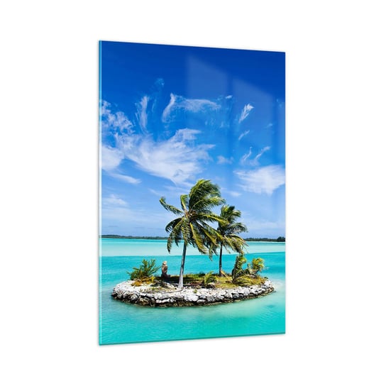 Obraz na szkle - Raj na ziemi - 80x120cm - Krajobraz Wyspa Morze - Nowoczesny szklany obraz na ścianę do salonu do sypialni ARTTOR ARTTOR