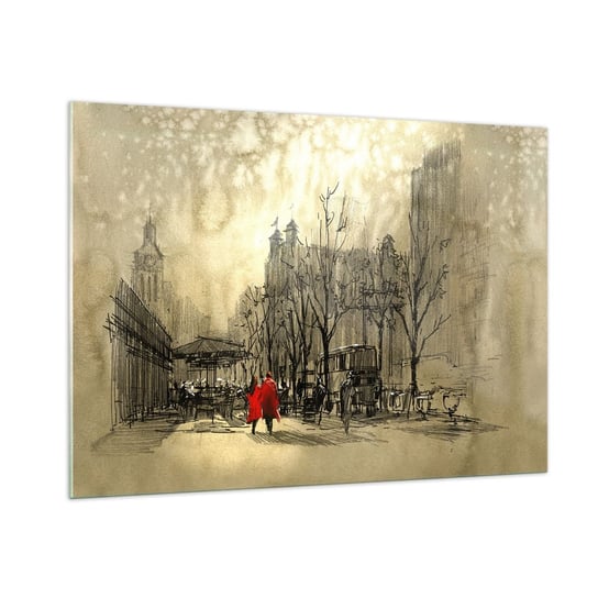 Obraz na szkle - Randka w londyńskiej mgle  - 100x70cm - Miasto Londyn Architektura - Nowoczesny foto szklany obraz do salonu do sypialni ARTTOR ARTTOR