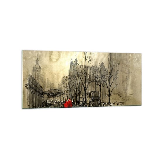 Obraz na szkle - Randka w londyńskiej mgle  - 120x50cm - Miasto Londyn Architektura - Nowoczesny szklany obraz na ścianę do salonu do sypialni ARTTOR ARTTOR