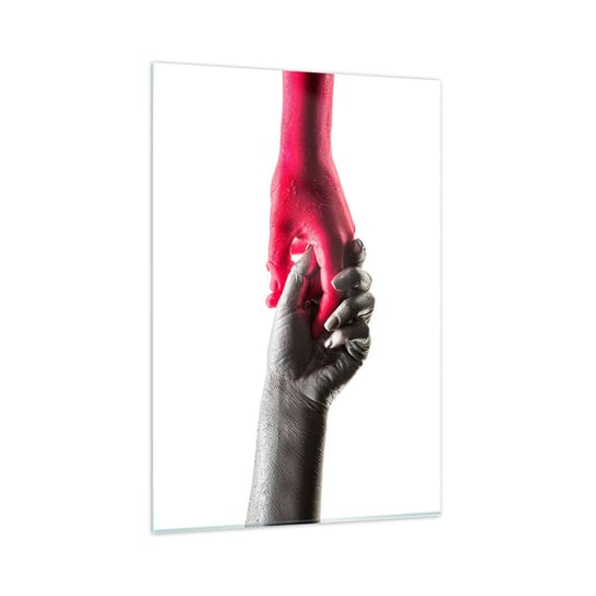 Obraz na szkle - Razem, choć inni - 80x120cm - Ludzkie Dłonie Ręka Abstrakcja - Nowoczesny szklany obraz na ścianę do salonu do sypialni ARTTOR ARTTOR