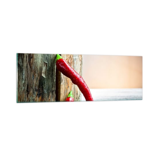 Obraz na szkle - Red hot chili peppers - 90x30cm - Papryka Chili Przyprawa - Nowoczesny szklany obraz do salonu do sypialni ARTTOR ARTTOR