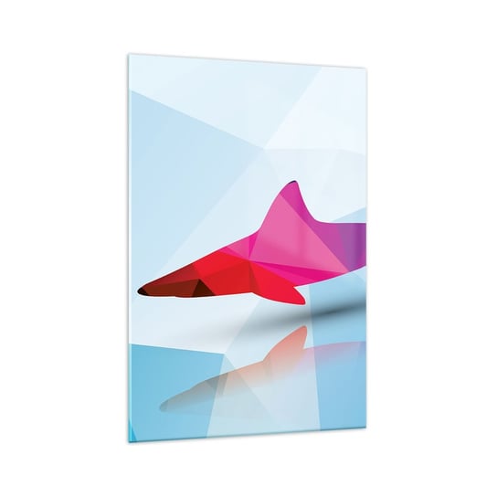 Obraz na szkle - Rekin w krystalicznej przestrzeni - 70x100cm - Zwierzęta Rekin Figura Geometryczna - Nowoczesny foto szklany obraz do salonu do sypialni ARTTOR ARTTOR