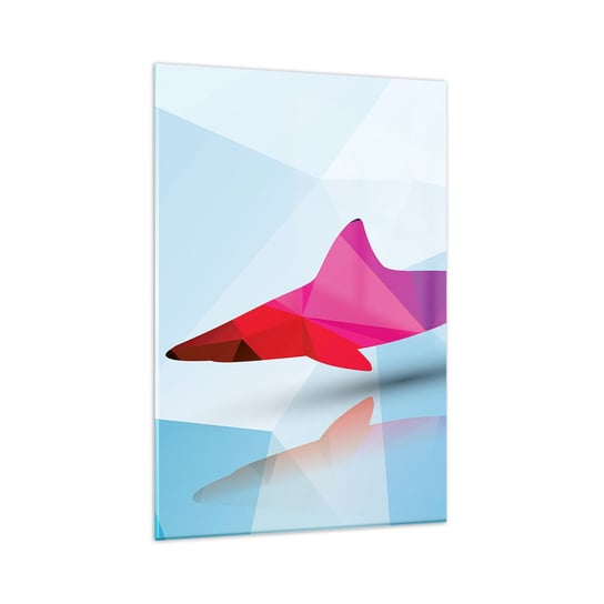 Obraz na szkle - Rekin w krystalicznej przestrzeni - 80x120cm - Zwierzęta Rekin Figura Geometryczna - Nowoczesny szklany obraz na ścianę do salonu do sypialni ARTTOR ARTTOR